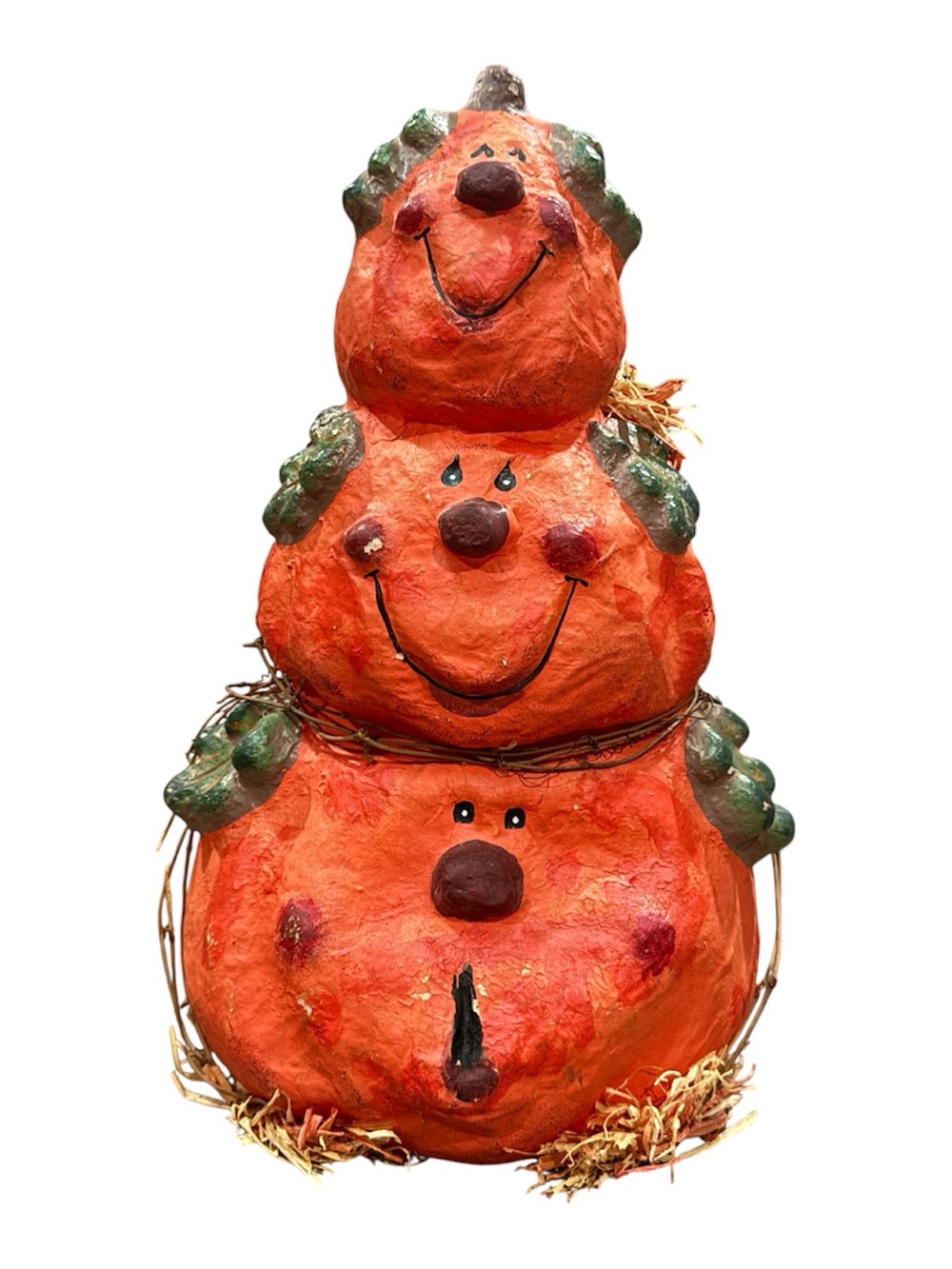 Vintage 90s paper mache pumpkins jackolanterns Halloween decor large decor